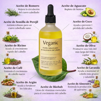 ACEITE NATURAL VEGANIC PARA EL CABELLO